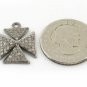 Pave Diamond Cross Pendant 925 Silver Good Luck Charm Pendant Jewelry Findings.