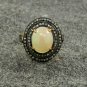 Pave Diamond Engagement Ring 925 Silver Opal Wedding Ring Gift Elegant Jewelry.