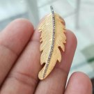 Leaf Pendant 925 Silver Pave Diamond Leaf Textured Pendant Wedding Day Gift.