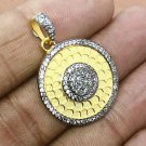 Pave Diamond Round Pendant 925 Silver Diamond Textured Pendant Handmade Gift.