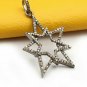 Diamond Double Star Pendant 925 Silver Pave Diamond Star Necklace Birthday Gift.