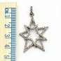 Diamond Double Star Pendant 925 Silver Pave Diamond Star Necklace Birthday Gift.