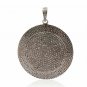 Pave Diamond Shield Pendant 925 Silver Diamond Round Shield Pendant Charm Gift.