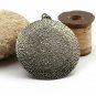 Pave Diamond Shield Pendant 925 Silver Diamond Round Shield Pendant Charm Gift.