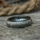 500$ Wedding Band Pave Diamond Ring 925 Silver Bands Christmas Jewelry Gifts.