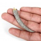 Pave Diamond Tiger Tooth Pendant 925 Silver Diamond Findings For Christmas Gift. Pave Diamond Tiger Tooth Pendant 925 Silver Diamond Findings For Christmas Gift.