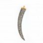 Pave Diamond Tiger Tooth Pendant 925 Silver Diamond Findings For Christmas Gift.