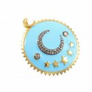 Diamond Moon Enamel Pendant 925 Silver Designer Diamond Crescent Moon Necklace. Diamond Moon Enamel Pendant 925 Silver Designer Diamond Crescent Moon Necklace.