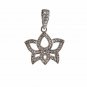 925 Sterling Silver Lotus Pendant Pave Diamond Lotus Charm Pendant Birthday Gift