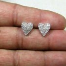 Pave Diamond Heart Stud Earring 925 Silver Diamond Birthday Gift Charm Earring. Pave Diamond Heart Stud Earring 925 Silver Diamond Birthday Gift Charm Earring.