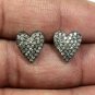 Pave Diamond Heart Stud Earring 925 Silver Diamond Birthday Gift Charm Earring.