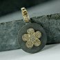 925 Sterling Silver Diamond Flower Pendant Matte Finish Round Floral Pendant.
