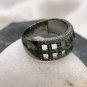 Checkered Design Pave Diamond Ring 925 Silver Diamond Unisex Ring Wedding Gift.