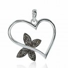 Pave Diamond Heart Charm Pendant 925 Silver Elegant Butterfly Pendant Jewelry.