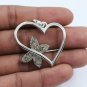 Pave Diamond Heart Charm Pendant 925 Silver Elegant Butterfly Pendant Jewelry.