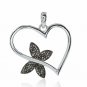 Pave Diamond Heart Charm Pendant 925 Silver Elegant Butterfly Pendant Jewelry.