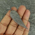 Wing Charm Pendant Pave Diamond 925 Silver Angel Wing Diamond Necklace For Gift.