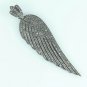 Wing Charm Pendant Pave Diamond 925 Silver Angel Wing Diamond Necklace For Gift.