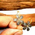 Pave Diamond Flower Hoop Earring 925 Silver Handmade Diamond Fine Jewelry NJ45 Pave Diamond Flower Hoop Earring 925 Silver Handmade Diamond Fine Jewelry NJ45