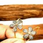 Pave Diamond Flower Hoop Earring 925 Silver Handmade Diamond Fine Jewelry NJ45