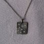 Natural Diamond Square Dual Tone Necklace 925 Sterling Silver Diamond Pendant.