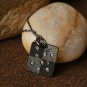Natural Diamond Square Dual Tone Necklace 925 Sterling Silver Diamond Pendant.