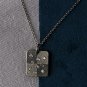 Natural Diamond Square Dual Tone Necklace 925 Sterling Silver Diamond Pendant.