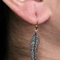 Natural Pave Diamond Leaf Style Designer Earrings in 925 Sterling Silver.