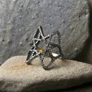Natural Diamond Star Ring 925 Solid Silver Victorian Era Jewelry Women Gift. Natural Diamond Star Ring 925 Solid Silver Victorian Era Jewelry Women Gift.
