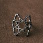 Natural Diamond Star Ring 925 Solid Silver Victorian Era Jewelry Women Gift.