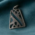 Natural Pave Diamond Rectangle Necklace 925 Silver Men Fashion Pendant Charm.
