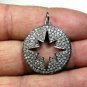 Pave Diamond Star Charm Pendant 925 Silver Diamond Starburst Vintage Pendant.