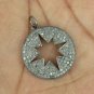 Pave Diamond Star Charm Pendant 925 Silver Diamond Starburst Vintage Pendant.