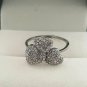 Diamond Heart Ring 925 Silver Diamond Three Heart Ring Mothers Day Gift Jewelry.