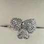 Diamond Heart Ring 925 Silver Diamond Three Heart Ring Mothers Day Gift Jewelry.