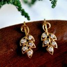 Diamond Cluster Huggies Earring Leaf Grapevine Earrings 14k Gold Everyday Gift. Diamond Cluster Huggies Earring Leaf Grapevine Earrings 14k Gold Everyday Gift.