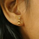 Diamond Ear Stud 14k Gold Christmas Tree Earrings Nature Earring Stud Gift Charm