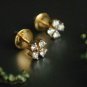 Diamond Cluster Earrings 14k Gold Clover Leaf Bridal Earring Wedding Gift Charm.