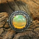 Pave Diamond Engagement Ring 925 Silver Opal Wedding Ring Gift Fine Jewelry Gift Pave Diamond Engagement Ring 925 Silver Opal Wedding Ring Gift Fine Jewelry Gift