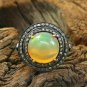 Pave Diamond Engagement Ring 925 Silver Opal Wedding Ring Gift Fine Jewelry Gift