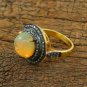 Pave Diamond Engagement Ring 925 Silver Opal Wedding Ring Gift Fine Jewelry Gift