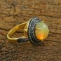 Pave Diamond Engagement Ring 925 Silver Opal Wedding Ring Gift Fine Jewelry Gift