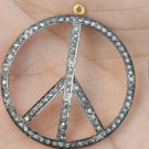 Pave Diamond Peace Charm Pendant 925 Silver Diamond Charm Pendant Peace Sign.