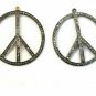 Pave Diamond Peace Charm Pendant 925 Silver Diamond Charm Pendant Peace Sign.