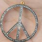 Pave Diamond Peace Charm Pendant 925 Silver Diamond Charm Pendant Peace Sign.