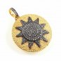 Sun Pendant 925 Silver Diamond Sun Necklace Textured Necklace Mom Loving Gift.