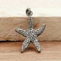 Pave Diamond Star Fish Pendant 925 Silver Diamond Star Fish Charm Pendant Gift.