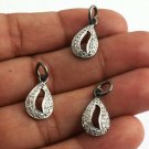 Minimalist Pear Charm Pendant 925 Silver Pave Diamond Pear Drop Charm Jewelry.