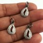 Minimalist Pear Charm Pendant 925 Silver Pave Diamond Pear Drop Charm Jewelry.