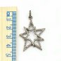 Star Pendant 925 Silver Pave Diamond Star Pendant Double Star Pendant Necklace.